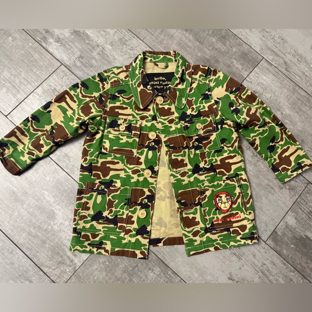 Mini Rodini Green and Brown Camouflage Jacket